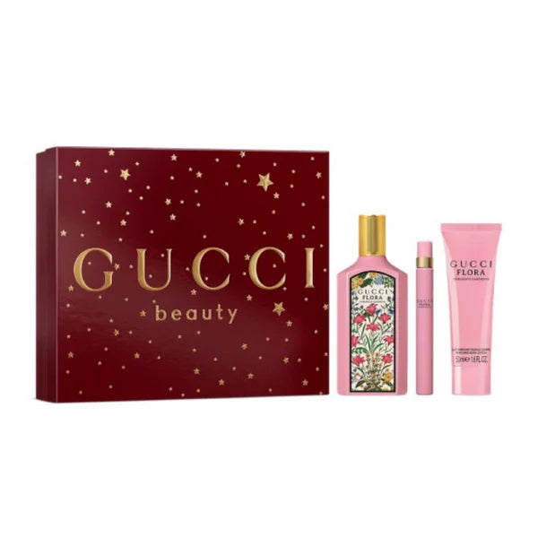 Gucci Set Flora Gorgeous Gardenia EDP 100ML+ Mini 10ML + Body Lotion 50 ML (M)