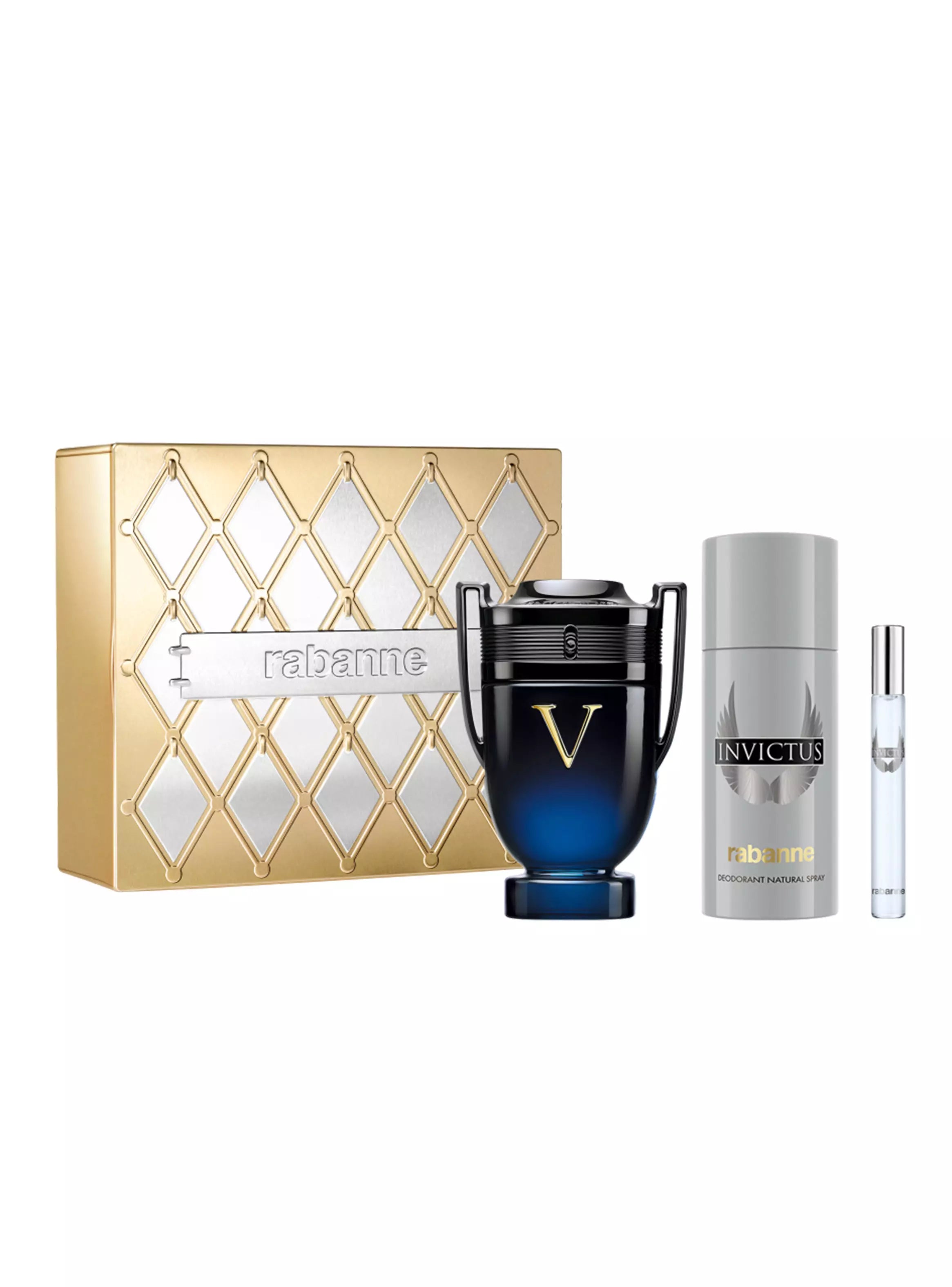 Estuche Paco Rabanne Perfume Invictus Victory Elixir 100 ml + EDT 10 ml + Deo 150 ml Hombre