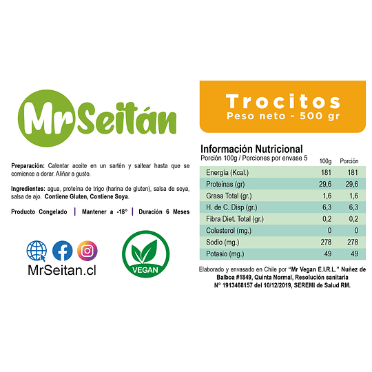 Mr. Seitan 500g - Trocitos