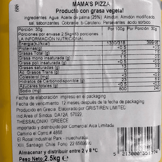 1 caja de 12,5kgs Queso Vegetal Mama's Pizza (Tipo Gouda)