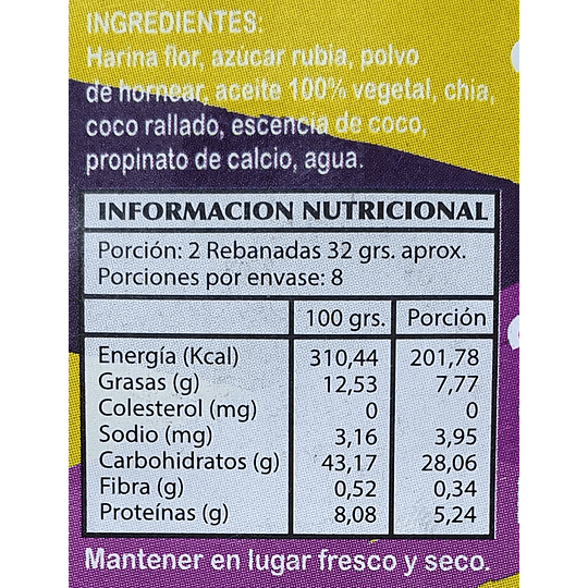 Queque Chia Coco - Madhu (vence 28/12/2025)