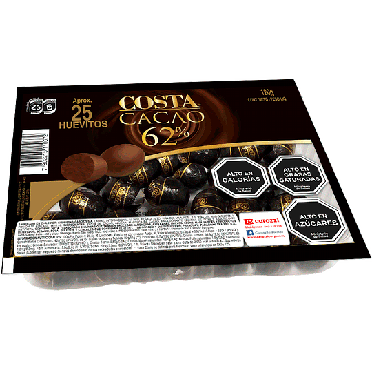 Bandeja de Huevitos de Chocolate Costa 62% Cacao