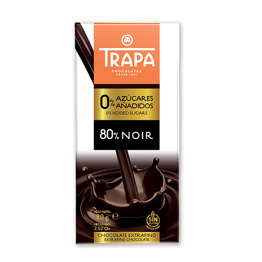 Barra de Chocolate Trapa - 80% Sin Azúcar