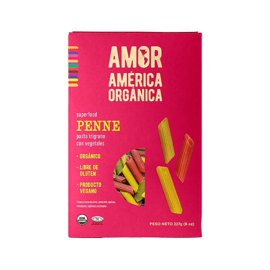 Pasta Penne Orgánica y Sin Gluten - Amor América Orgánica (Vence: 23/07/2023)