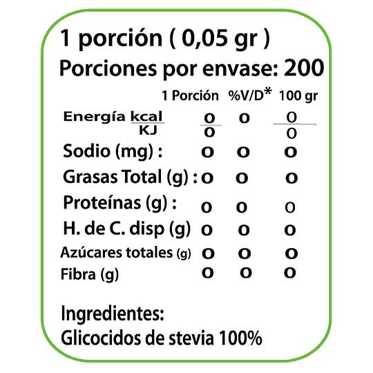 Stevia pura 100% (tubo de 10g) - Dulzura Natural
