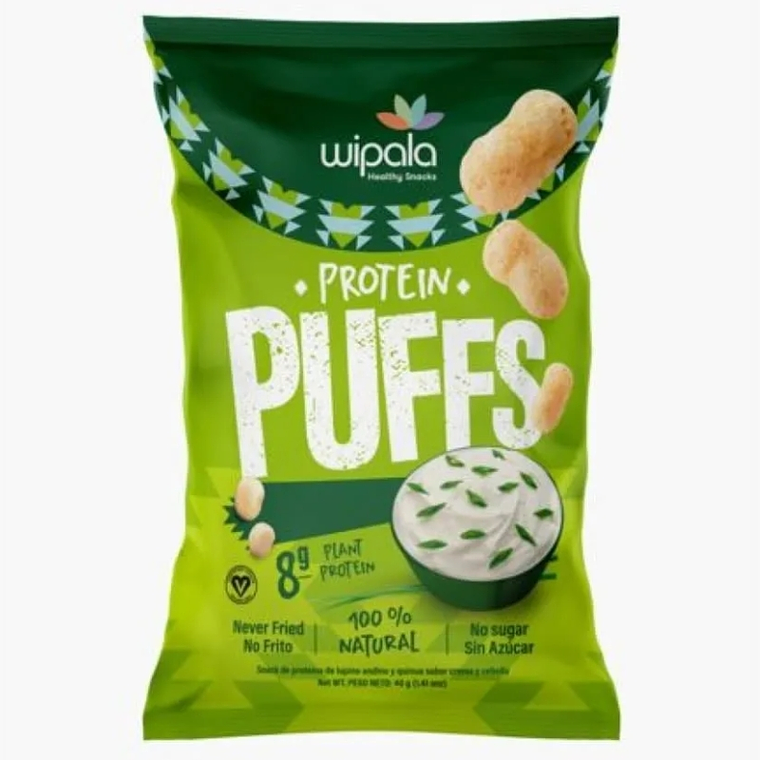 Puffs (suflés): sabor crema ácida y cebollín (40g) - Wipala 1