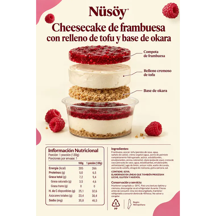Cheesecake de Frambuesa 130g - Nüsöy 4