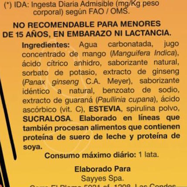 Bebida Energética Atom Fruit - Mango 2