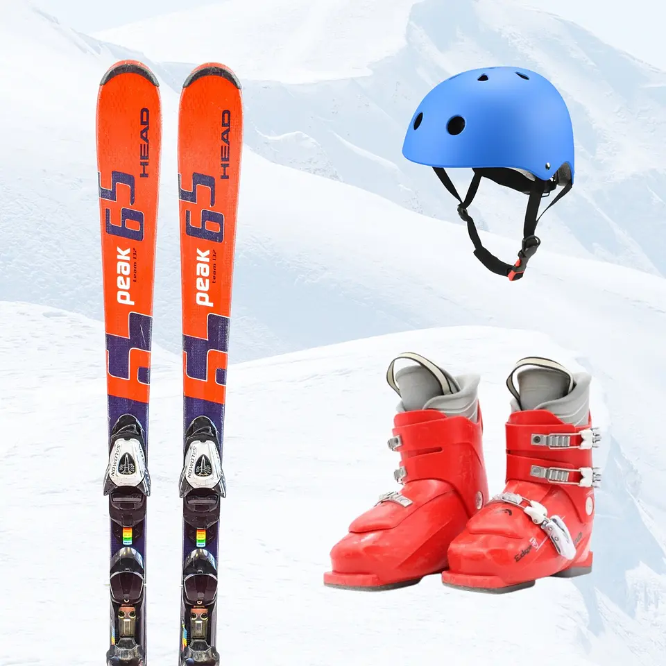 PACK SKI NIÑO + BOTAS + FIJACIONES + CASCO  1
