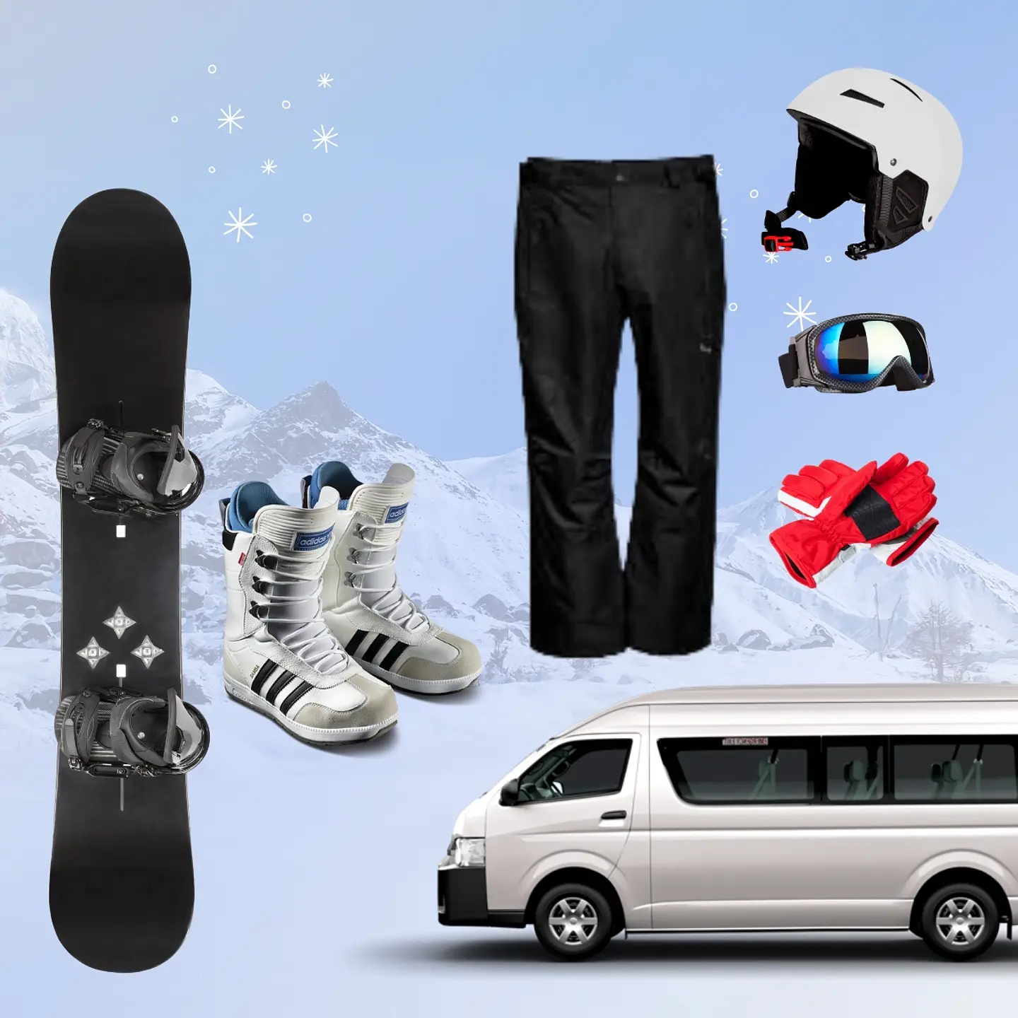 PACK FULL SNOWBOARD + TRANSPORTE RENTAL 1