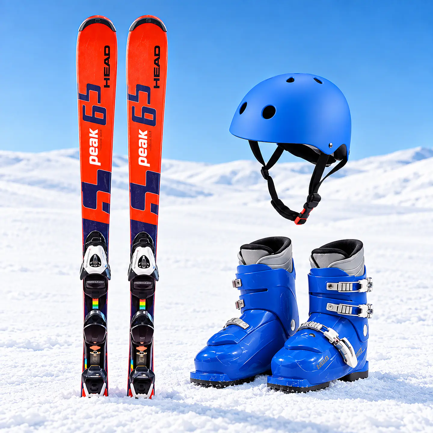 PACK SKI NIÑO + BOTAS + FIJACIONES + CASCO  1