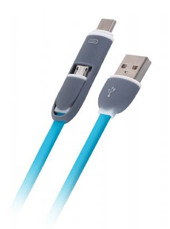 Cable USB AM - Tipo C + USB Azul