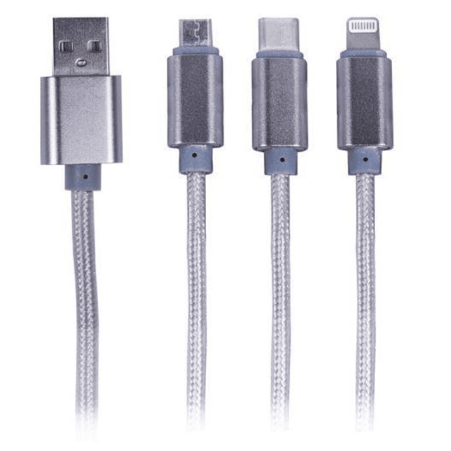 CABLE 3 EN 1 C/MICRO USB IPHONE META