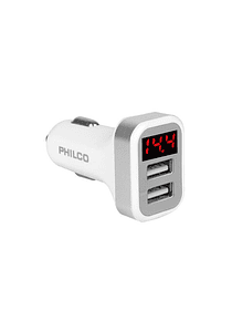 Cargador de auto doble USB Con pantalla LED PHILCO