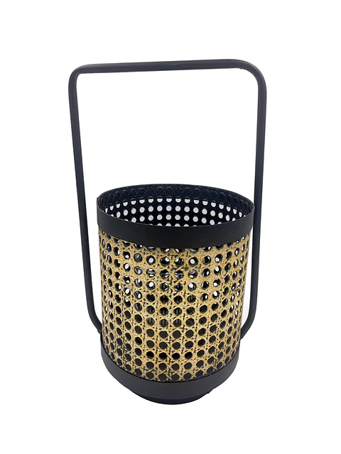 Porta velas metal tipo ratán