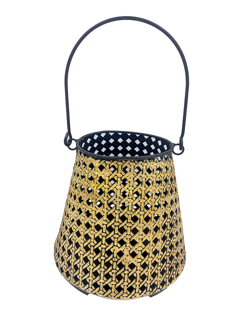Porta vela tipo ratán negro