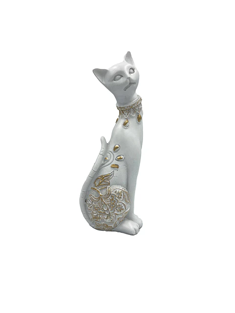 Gato blanco con dorado sentado