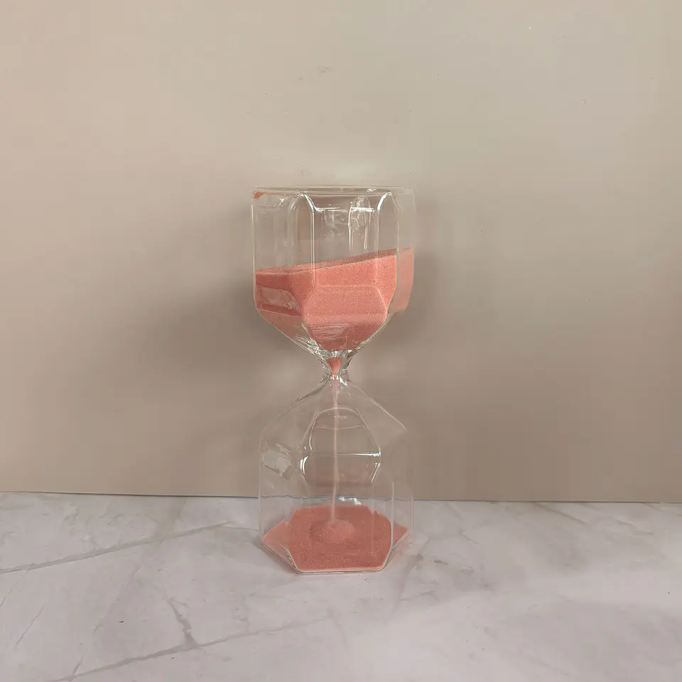 Reloj de arena vidrio rosado 1.5min 1
