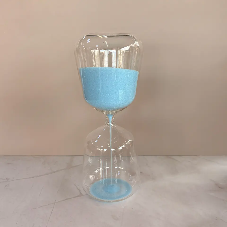 Reloj de arena vidrio celeste 4min 1