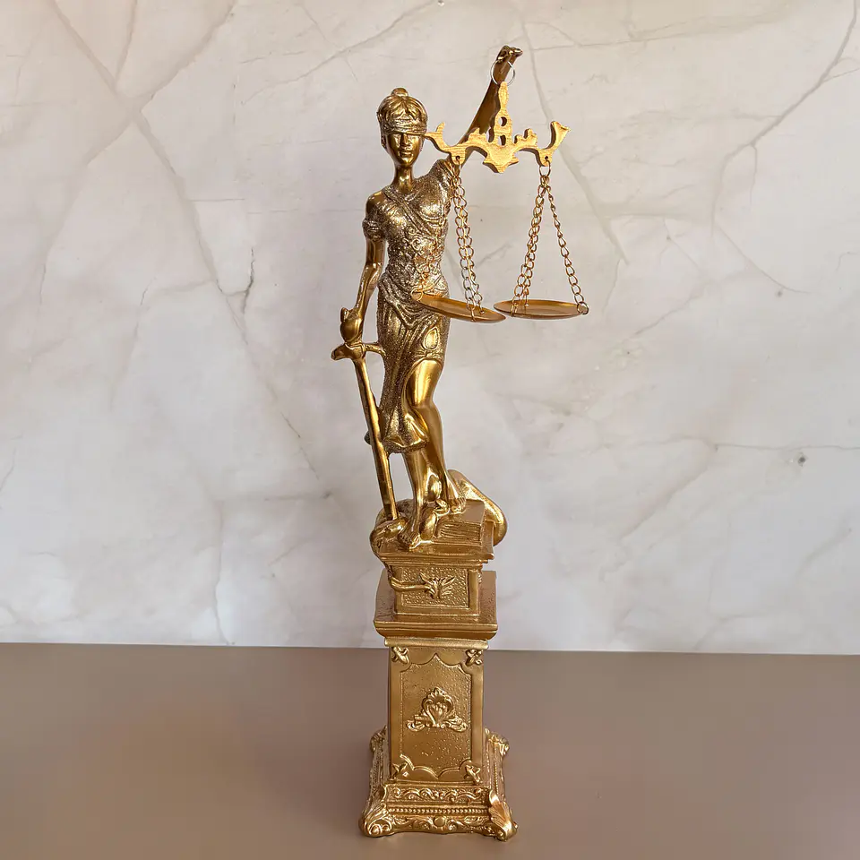 Justicia dorada sobre pedestal 1