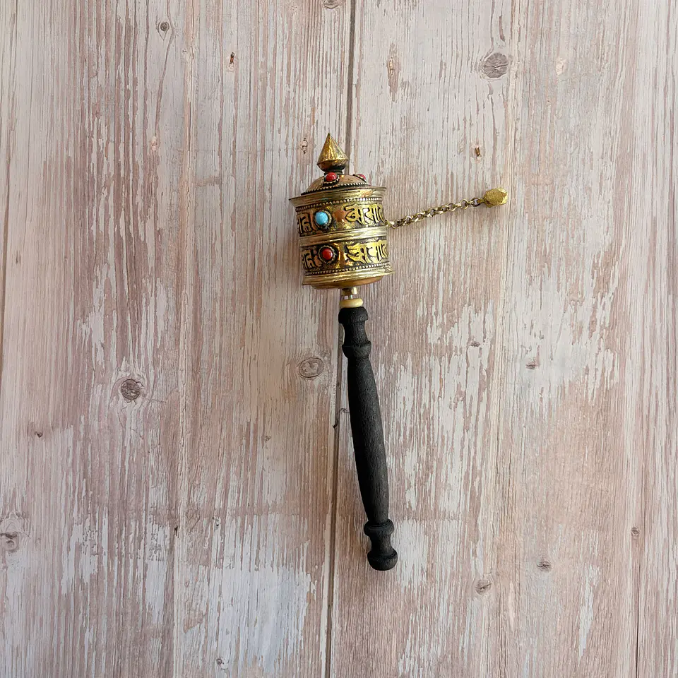 Rueda de rezo tibetana de mano grande 1