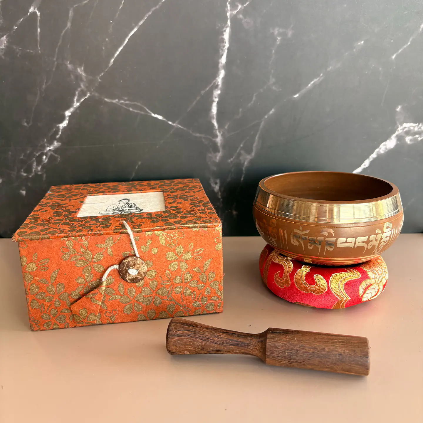 Set cuenco tibetano naranja 1