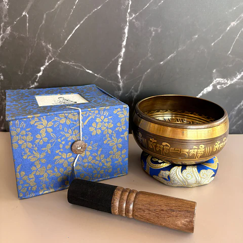 Set cuenco tibetano grande caja azul