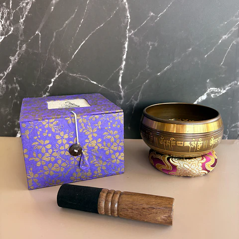Set cuenco tibetano grande caja morada
