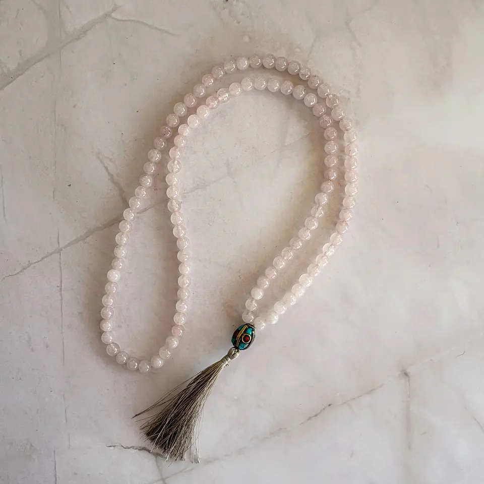 Japa Mala cuarzo rosado 1