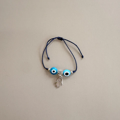 Pulsera ojo turco con mano de Fátima