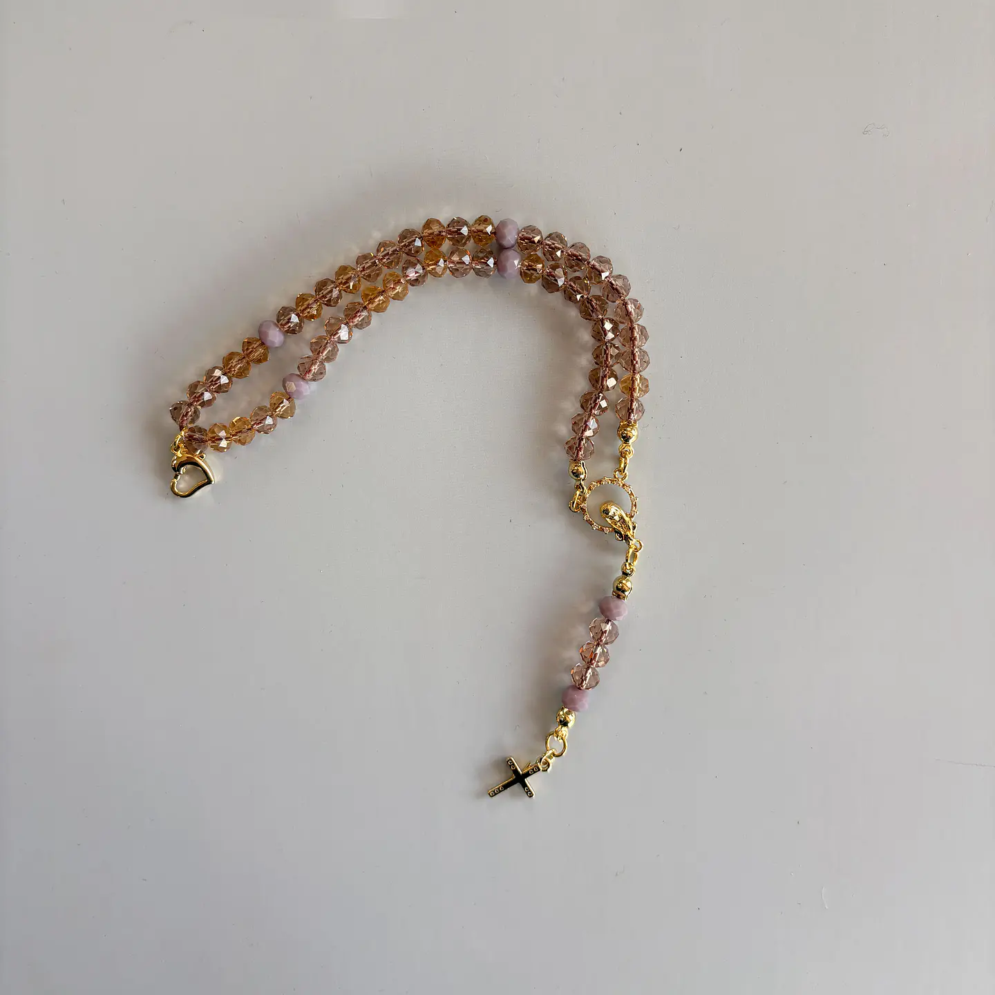 Rosario Católico pulsera dorado 1