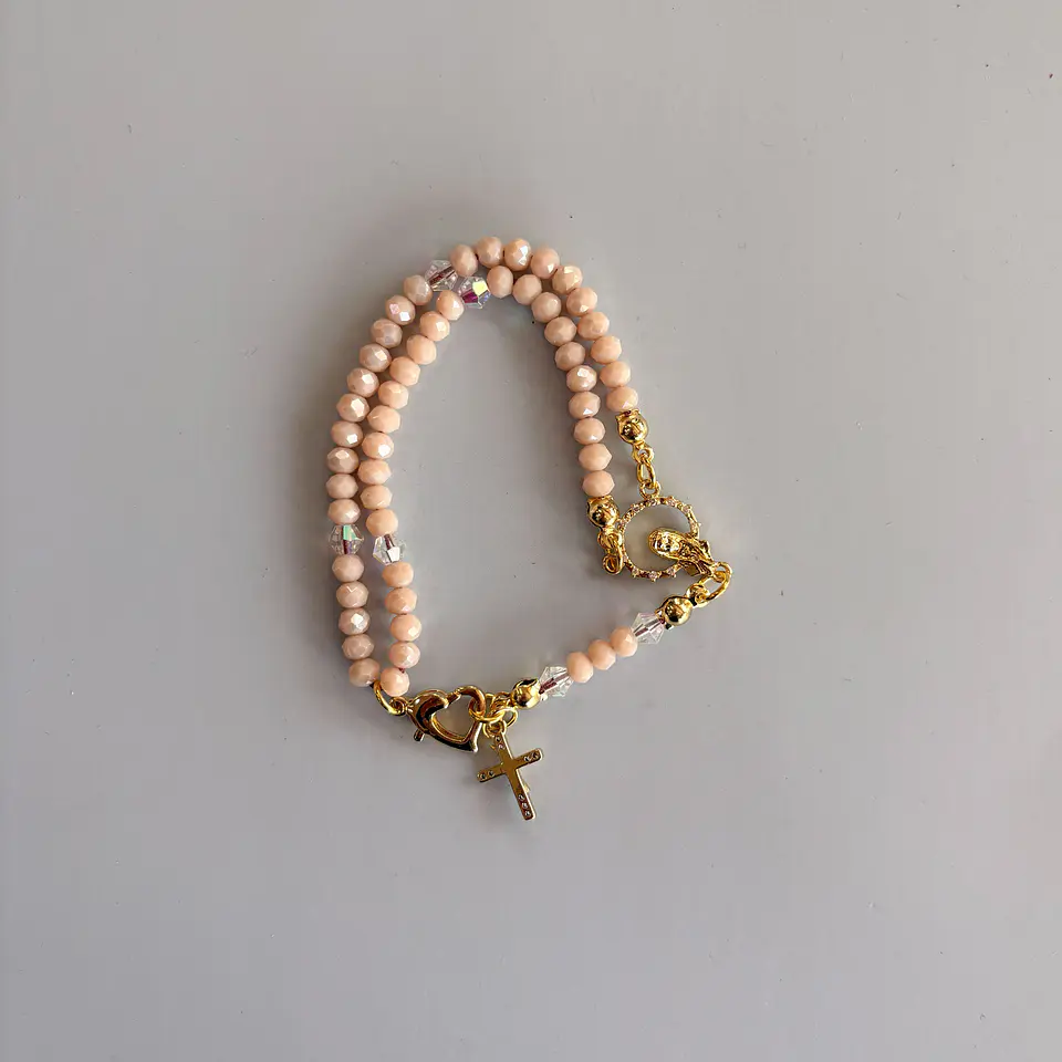 Rosario Católico pulsera palo rosa 2
