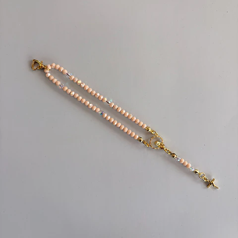 Rosario Católico pulsera palo rosa