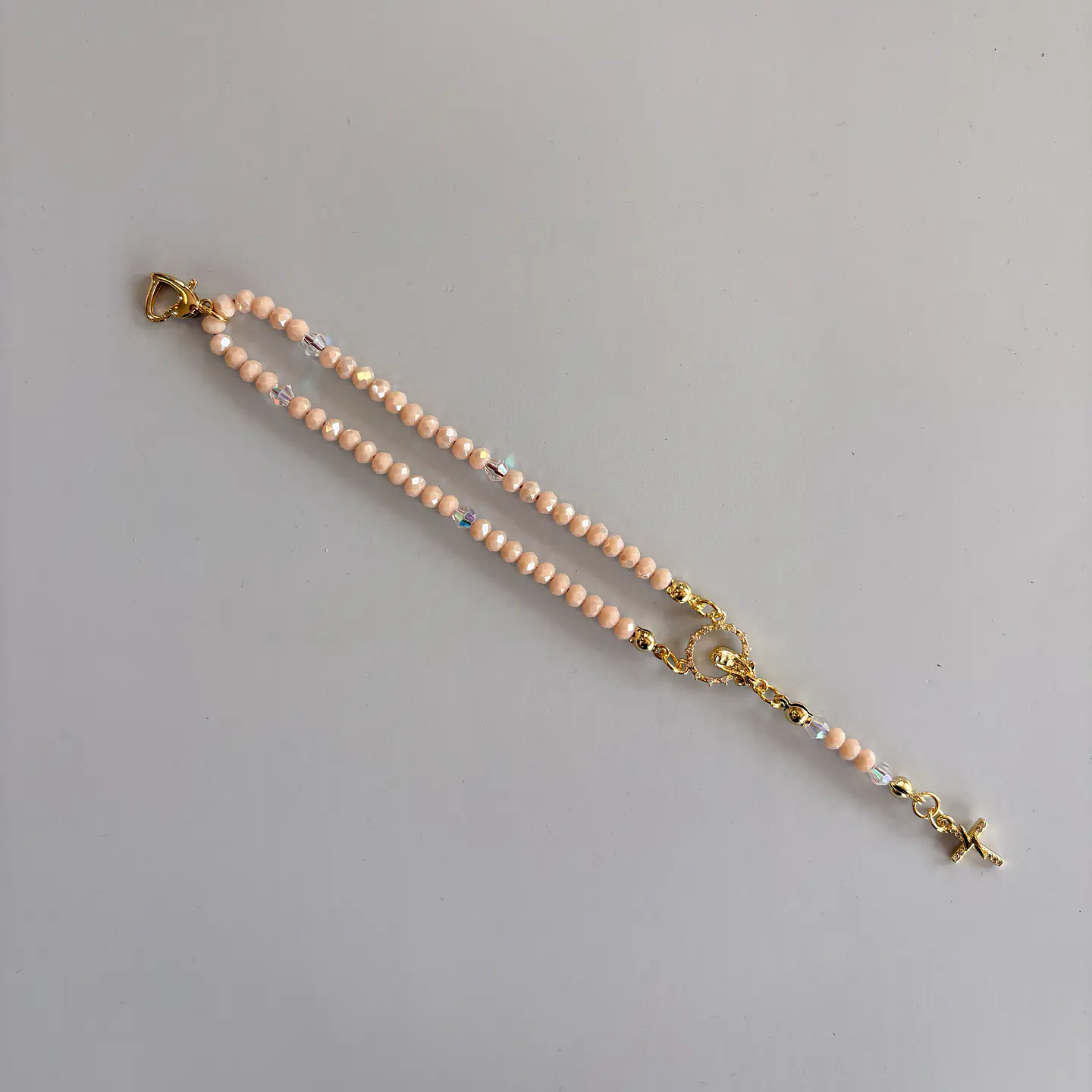 Rosario Católico pulsera palo rosa 1