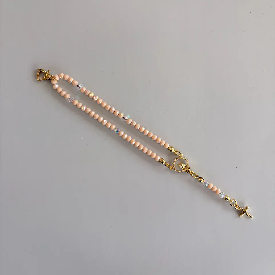 Rosario Católico pulsera palo rosa 1