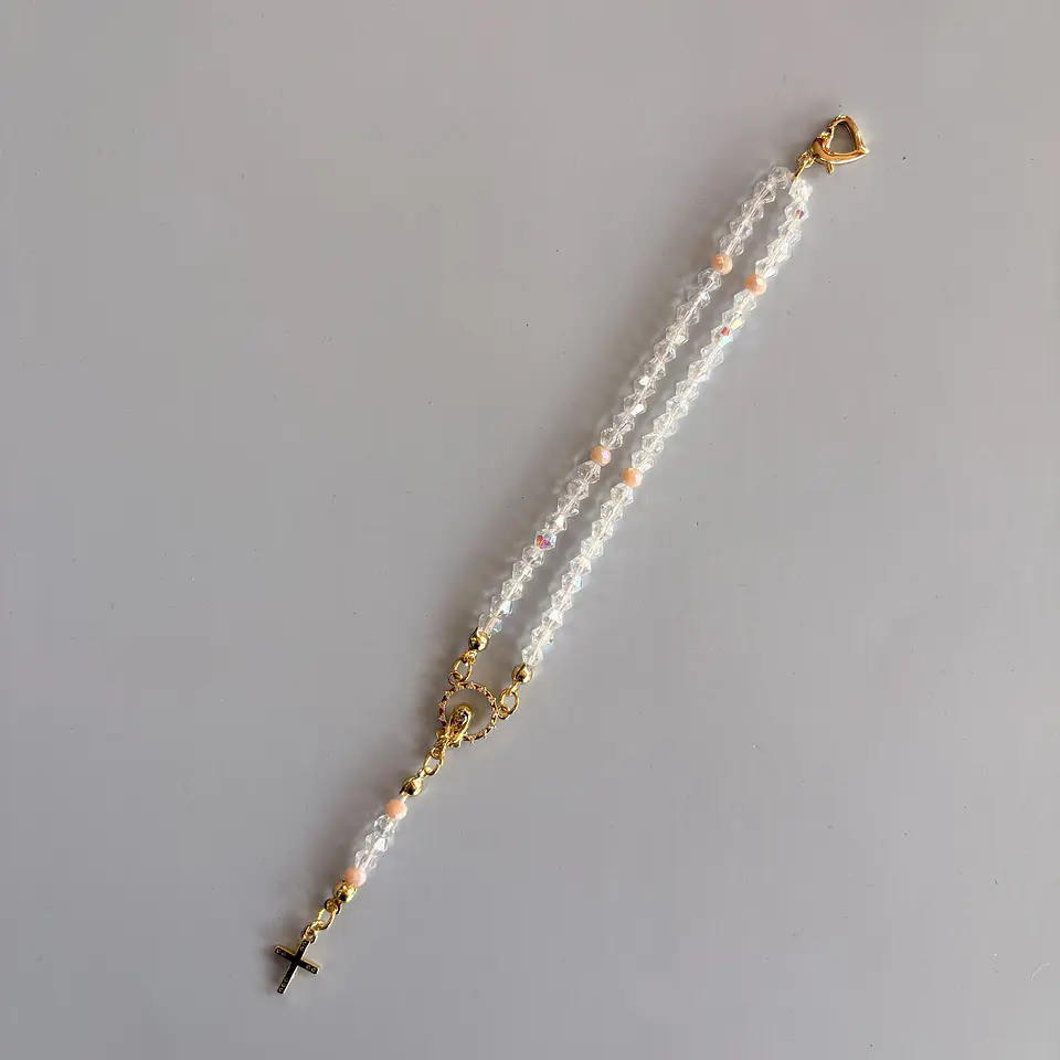Rosario Católico pulsera transparente 1
