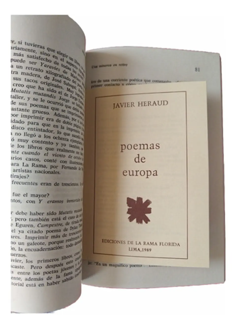 Hueso Húmero 25 En Separata Javier Heraud Poemas En Europa 2