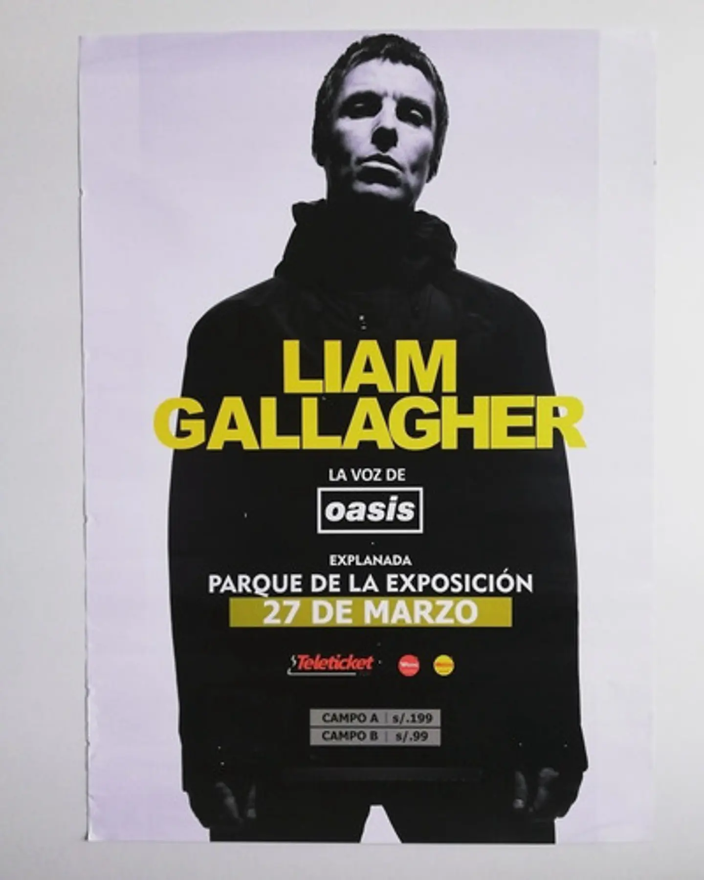 Póster De Liam Gallagher, Vocalista De Oasis, Lima 2018 1