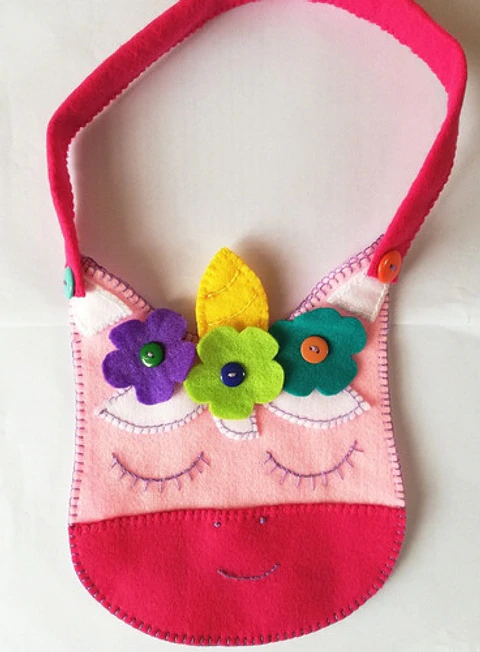 Cartera En Paño Lency Para Niñas Unicornio Hecho A Mano