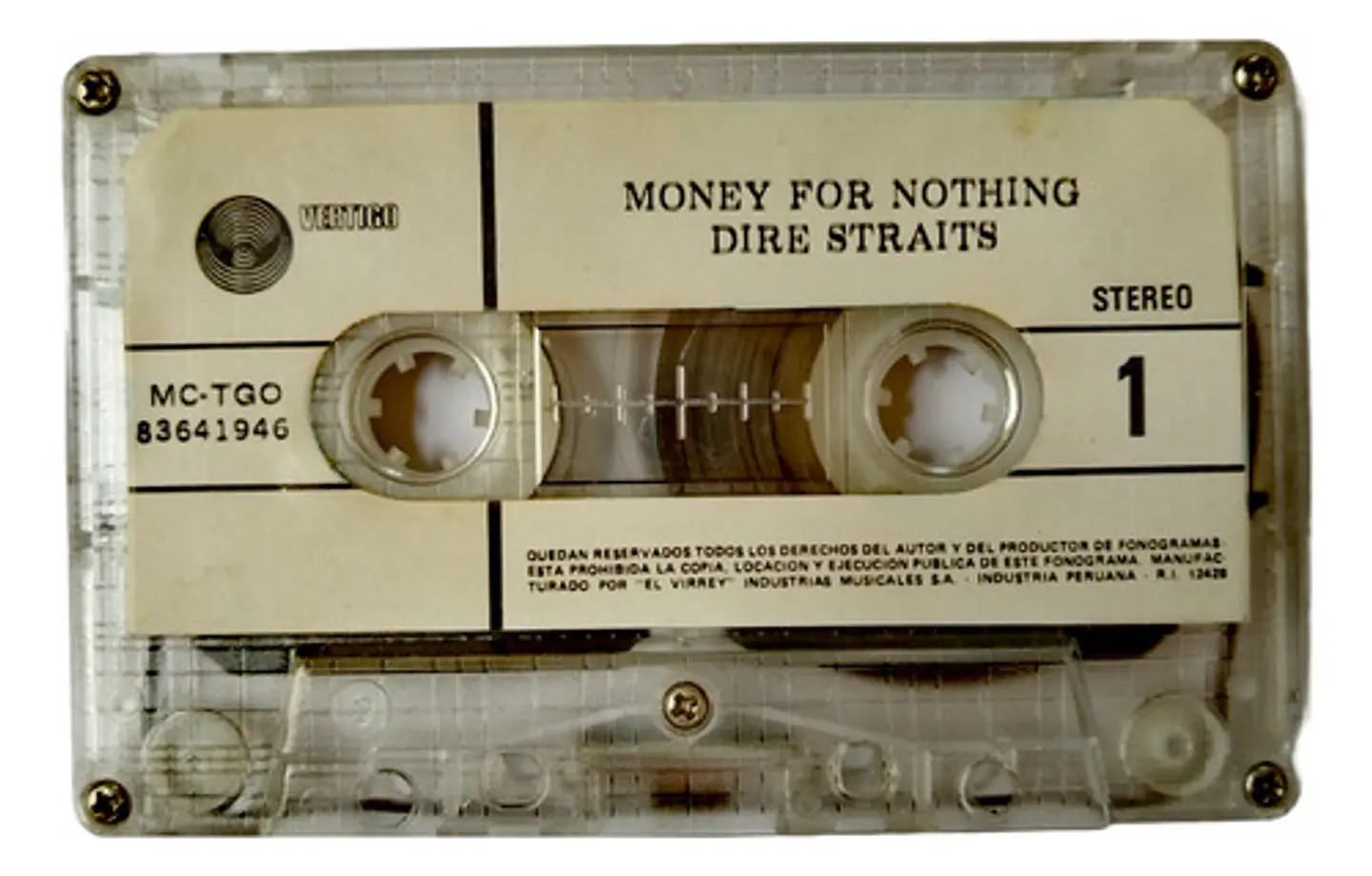 Money For Nothing - Dire Straits - Casete Vintage 2