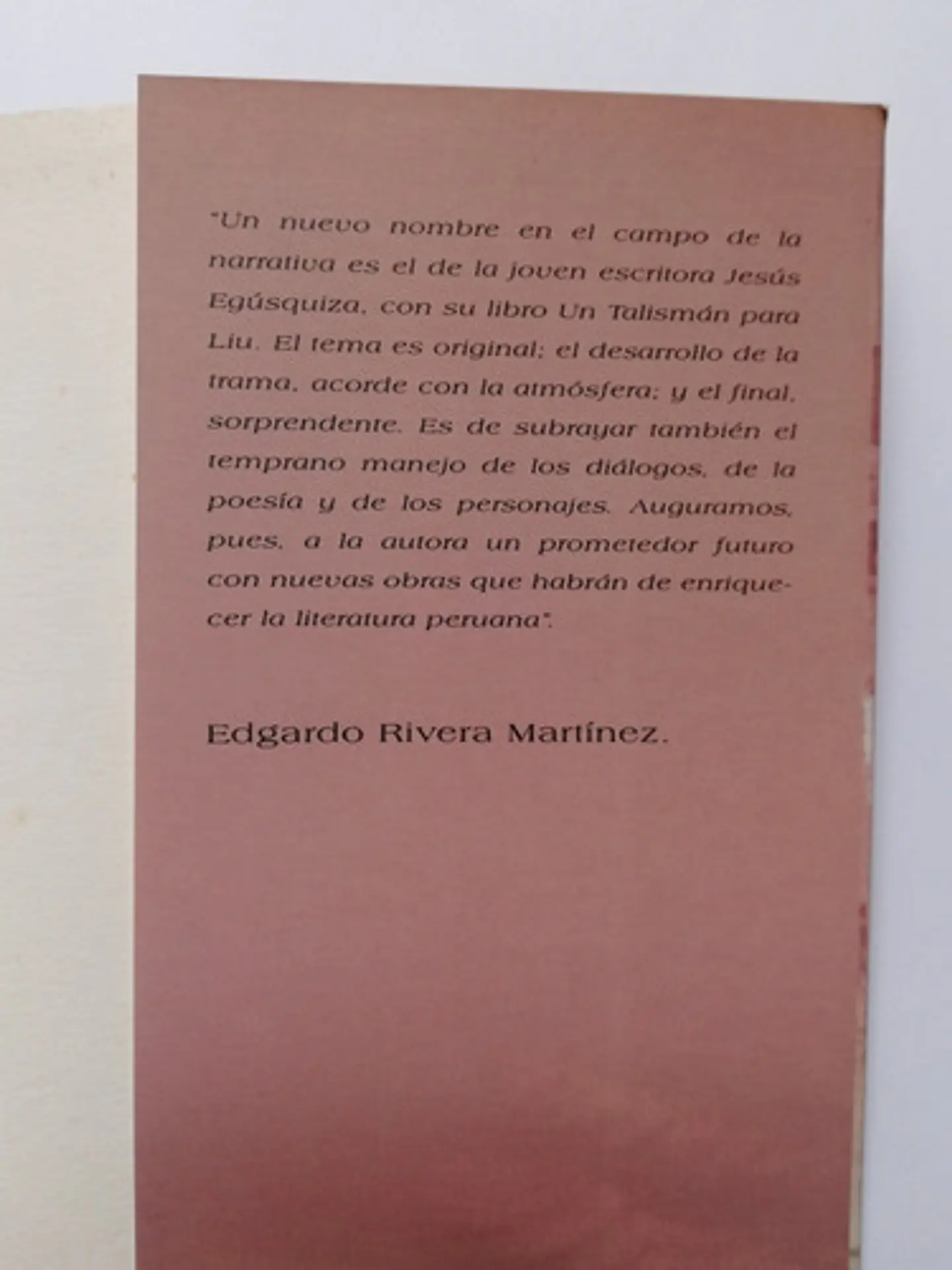 Un Talismán Para Liu - Jesús Egúsquiza 2