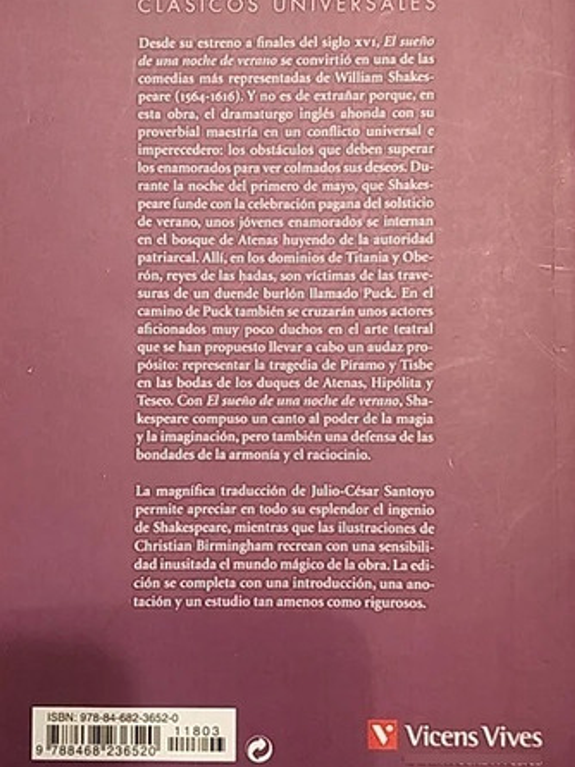 El Sueño De Una Noche De Verano (cu), De William Shakespeare. Editorial Vicens Vives En Español 2