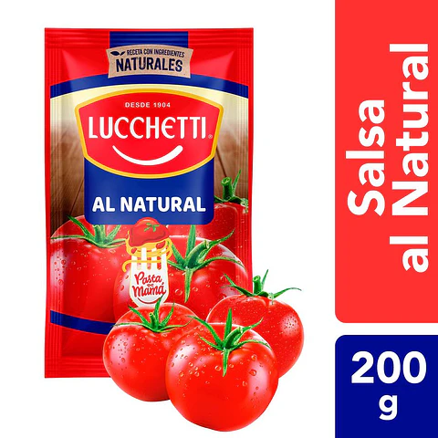 Salsa de Tomate al natural Luchetti  200grs 36 unidades la caja 