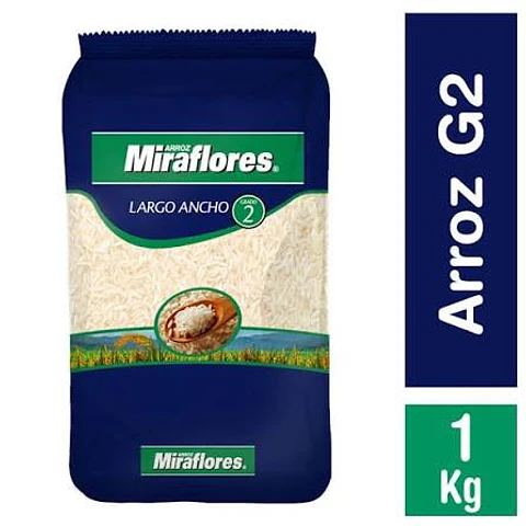 Arroz Miraflores grado 2 de 1 kilo 10 unidades la manga