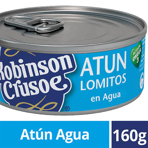 Atún Lomito Robinson Crusoe al agua 160grs 48 unidades la caja 