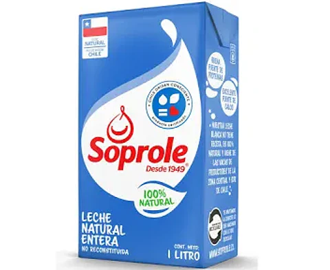 Leche Entera Soprole 1 litro 12 unidades la caja 