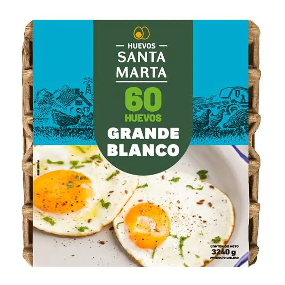 Huevos Santa Marta Grande ( Jumbo) 30 unidades 2 Bandejas la caja ( 60 Huevos en total ) 1