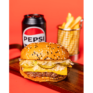 Burger 08 + Papas fritas + Bebida gratis