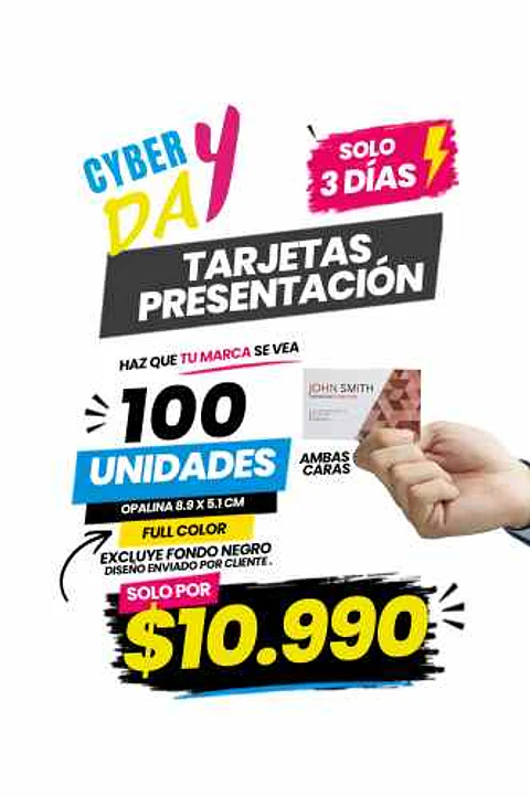 Tarjetas de Presentación Ambas caras - 250 gr – 100 Unidades