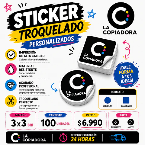 Sticker Adhesivo Promoción 3x3